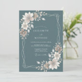 Invitation Mariage Feuille Taupe Acier (Debout devant)