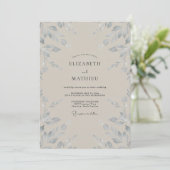 Invitation Mariage feuille taupe argentée (Debout devant)