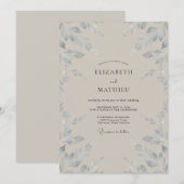 Invitation Mariage feuille taupe argentée (Devant / Derrière)