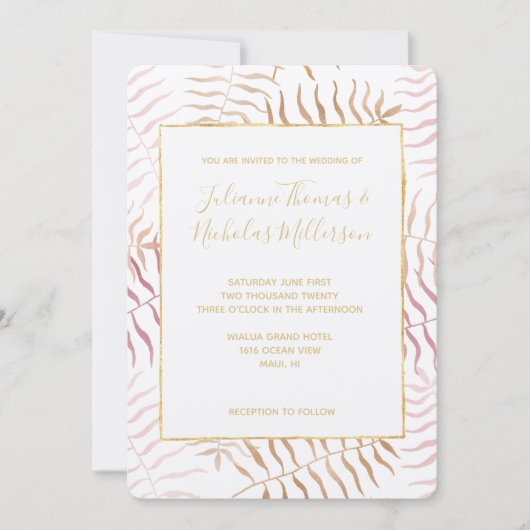 Invitation Mariage Feuille tropical (Devant)