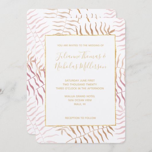 Invitation Mariage Feuille tropical (Devant / Derrière)