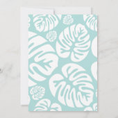 Invitation Mariage Feuille Tropical bleu et blanc doux (Dos)