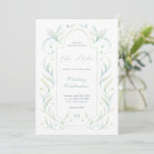 Invitation Mariage Feuille vert (Debout devant)