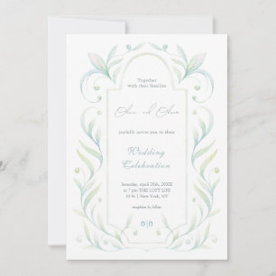 Invitation Mariage Feuille vert