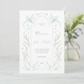 Invitation Mariage Feuille vert (Debout devant)