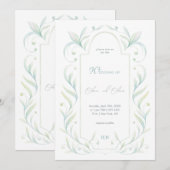 Invitation Mariage Feuille vert (Devant / Derrière)