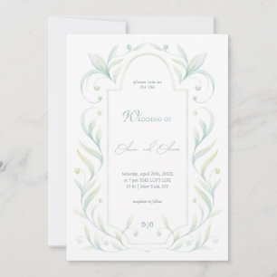Invitation Mariage Feuille vert