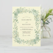 Invitation Mariage Feuille Vert Clair Beurre (Debout devant)