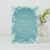 Invitation Mariage Feuille Vert de Mer Menthe Côtière (Debout devant)