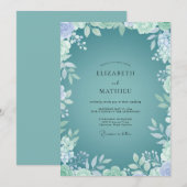 Invitation Mariage Feuille Vert de Mer Menthe Côtière (Devant / Derrière)