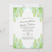 Invitation Mariage feuille vert de printemps frais (Devant)