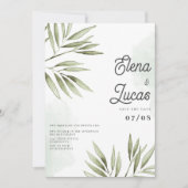 Invitation Mariage feuille  vert forêt (Devant)