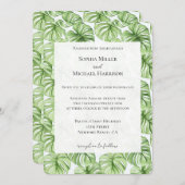 Invitation Mariage Feuille vert tropical (Devant / Derrière)