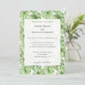 Invitation Mariage Feuille vert tropical (Debout devant)
