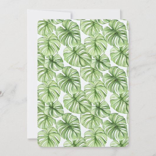 Invitation Mariage Feuille vert tropical (Dos)