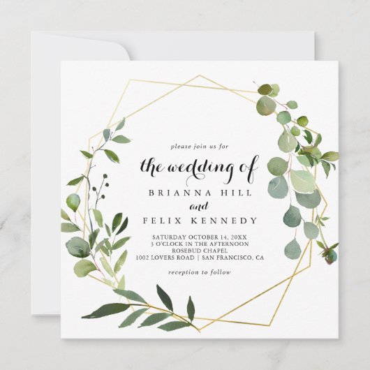 Invitation Mariage Feuille vert tropical (Devant)