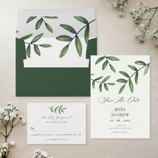 Invitation Mariage Feuille verte