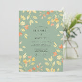 Invitation Mariage Feuille Verte Céladon Ocbre (Debout devant)