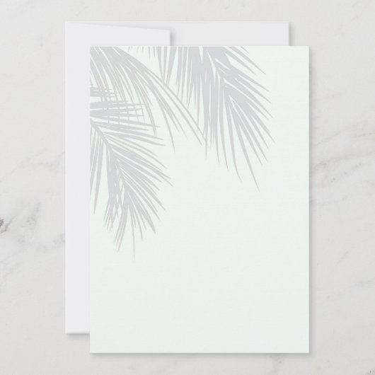 Invitation Mariage Feuille White Elegant Tropical Palm Tree (Dos)