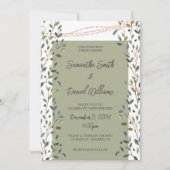 Invitation Mariage Feuilles Aquarelle Verdure (Devant)