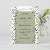 Invitation Mariage Feuilles Aquarelle Verdure (Debout devant)
