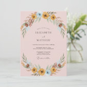 Invitation Mariage Feuilles Azur Ochre (Debout devant)