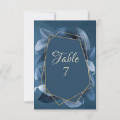 Invitation Mariage Feuilles Bleues Cadre Doré (Dos)