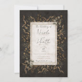 Invitation Mariage Feuilles Botaniques Bronze Conte de Fées d (Devant)