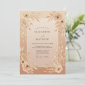 Invitation Mariage Feuilles Champagne Rosé (Debout devant)