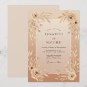 Invitation Mariage Feuilles Champagne Rosé (Devant / Derrière)