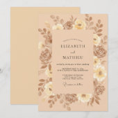 Invitation Mariage Feuilles Champagne Taupe (Devant / Derrière)