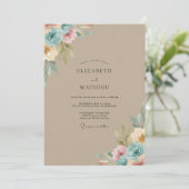 Invitation Mariage Feuilles Cyan Sableux (Debout devant)