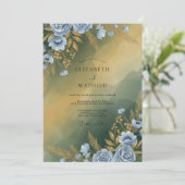 Invitation Mariage Feuilles d'Acier Moutarde (Debout devant)