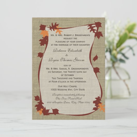 Invitation Mariage Feuilles d'automne (Debout devant)