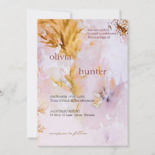 Invitation Mariage Feuilles d'Automne Aquarelle Violette
