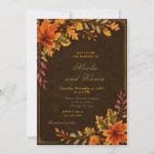 Invitation Mariage Feuilles d'Automne Brun (Devant)