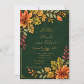 Invitation Mariage Feuilles d'Automne Vert Forêt (Devant)