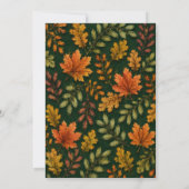 Invitation Mariage Feuilles d'Automne Vert Forêt (Dos)