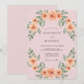 Invitation Mariage Feuilles de Abricot Rosé (Devant / Derrière)