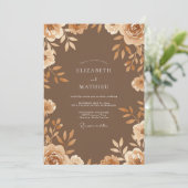 Invitation Mariage Feuilles de Bronze Doré (Debout devant)