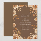 Invitation Mariage Feuilles de Bronze Doré (Devant / Derrière)
