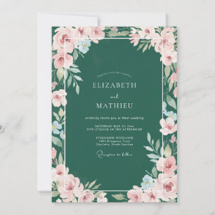 Invitation Mariage Feuilles de Chasseur Blush