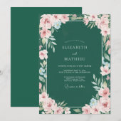 Invitation Mariage Feuilles de Chasseur Blush (Devant / Derrière)