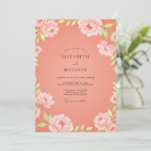 Invitation Mariage Feuilles de Corail Blush (Debout devant)