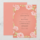 Invitation Mariage Feuilles de Corail Blush (Devant / Derrière)
