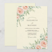 Invitation Mariage Feuilles de Crème de Pêche (Devant / Derrière)