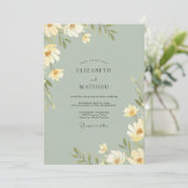 Invitation Mariage Feuilles de Crème Douce Sauge (Debout devant)