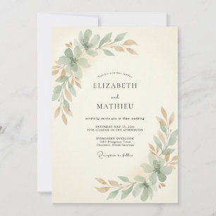 Invitation Mariage Feuilles de Cuivre Champagne