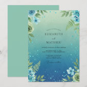 Invitation Mariage Feuilles de Fougère Sarcelle (Devant / Derrière)