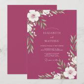 Invitation Mariage Feuilles de Framboise (Devant / Derrière)